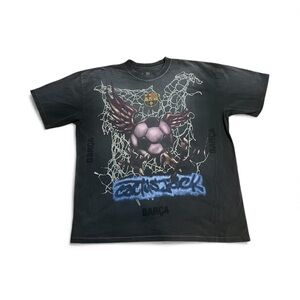 Travis Scott Cactus Jack CJ X FCB Barcelona WASHED SPRAY LOGO TEE XL NWOT